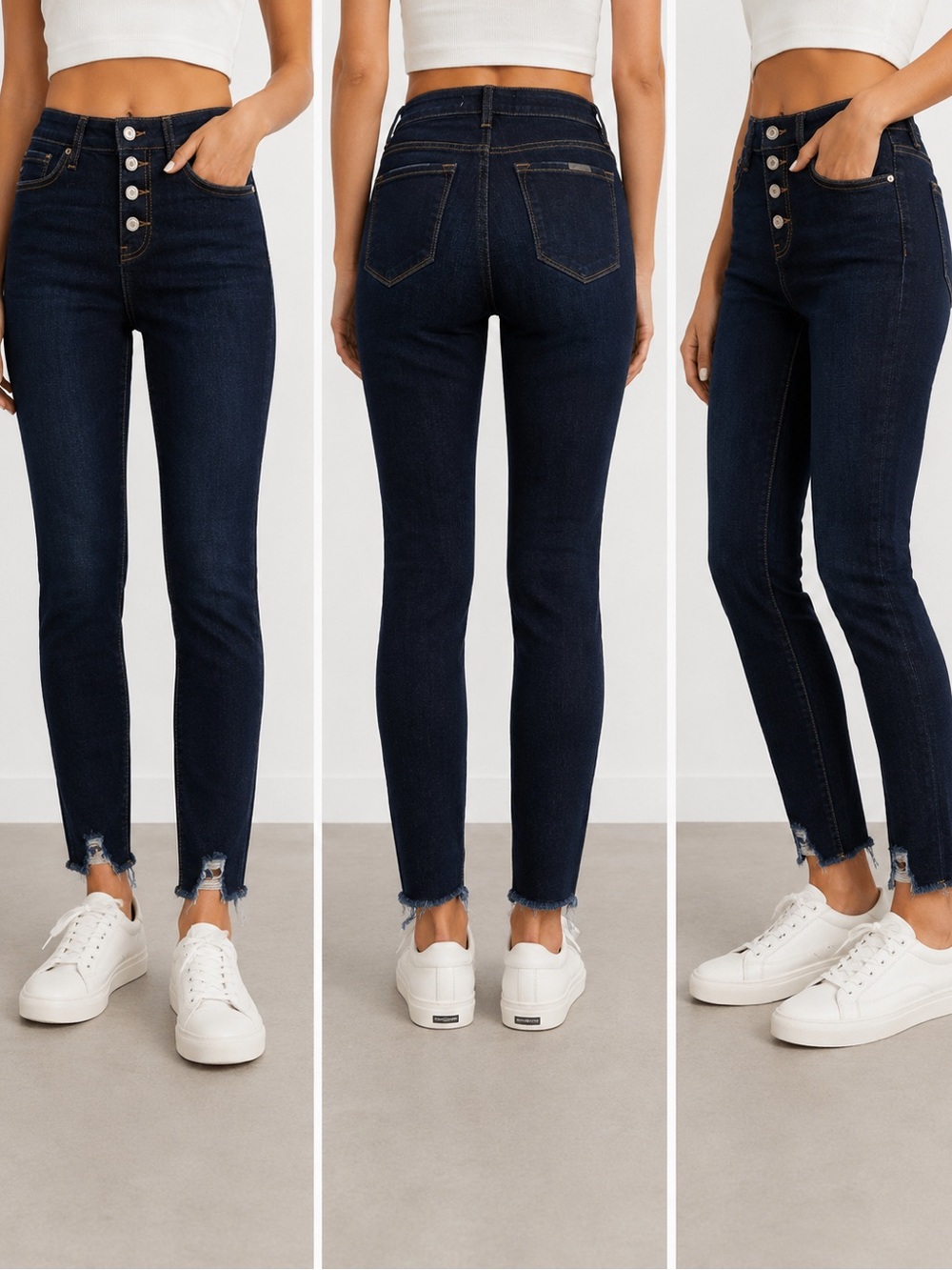 373. KanCan Greyson Dark Blue High-Rise Skinny Jeans with Button Fly